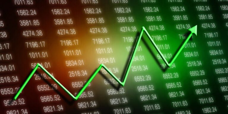 graf znazornujici volatilitu na akciovych trzich a zaroven predikuje budouci rust