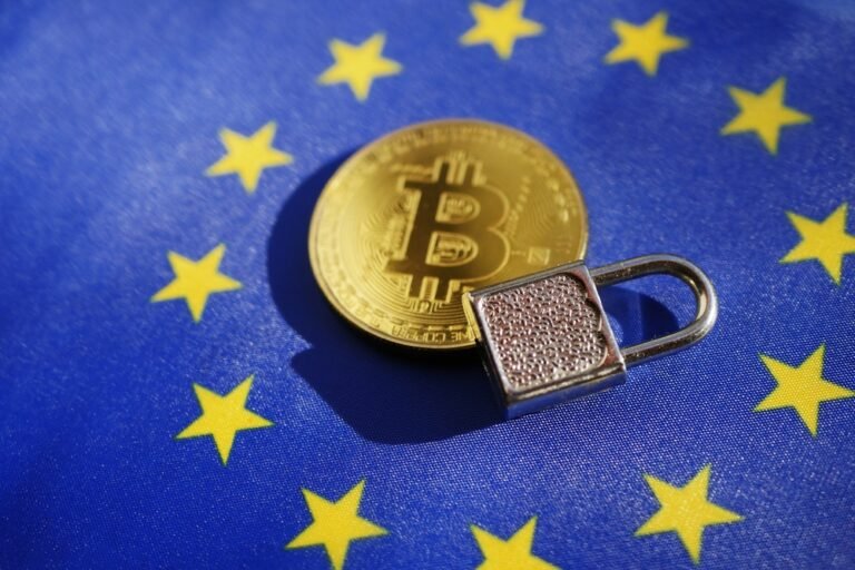 Bitcoin na vlajce EU. Evropský zákon o kryptoměnách. Digitální bezpečnost a regulace