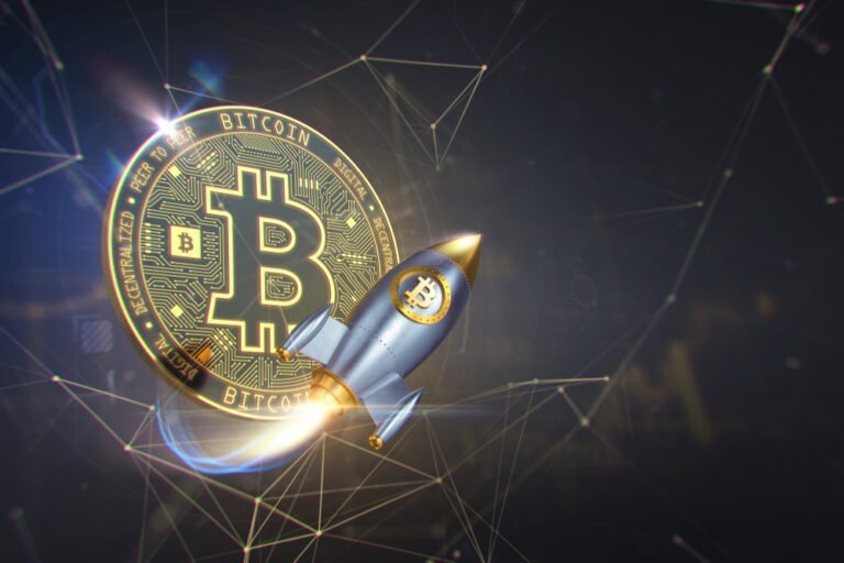 Bitcoin a raketa, koncept prudkých výkyvů hodnoty kryptoměny