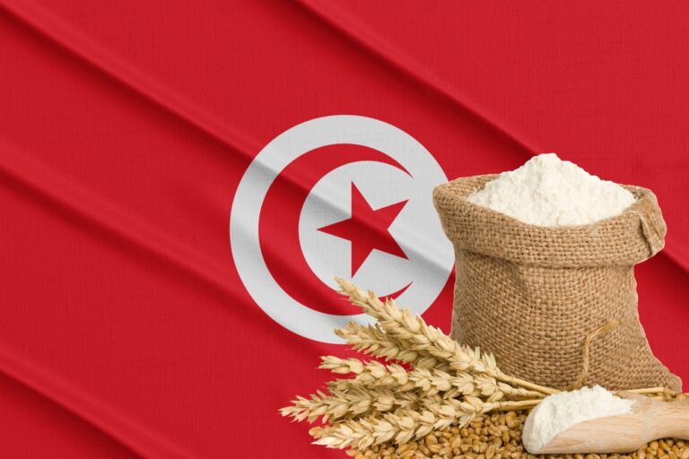 Vlajka Tuniska a obilí, koncept krize s obilím